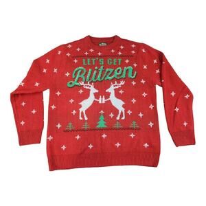 Party sweater mens sz. Large red knit pullover sweater shirt holiday party ugly